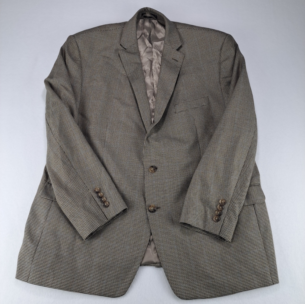 Lauren Ralph Lauren Men's 48R Blazer Single Vented Houndstooth Brown Blue Stripe